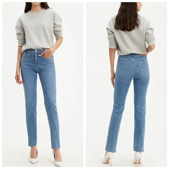 Levi’s 724 high rise straight jeans Los Angeles Swag medium wash size 24 - Picture 1 of 15